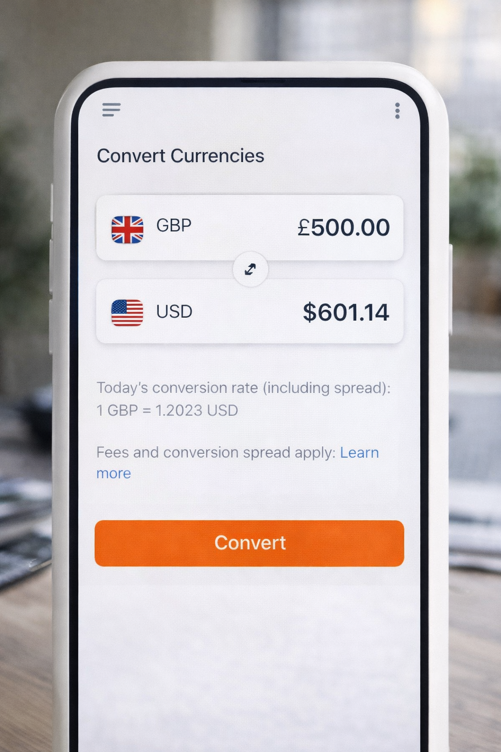 Payoneer currency conversion screen showing updated exchange rate and spread adjustment