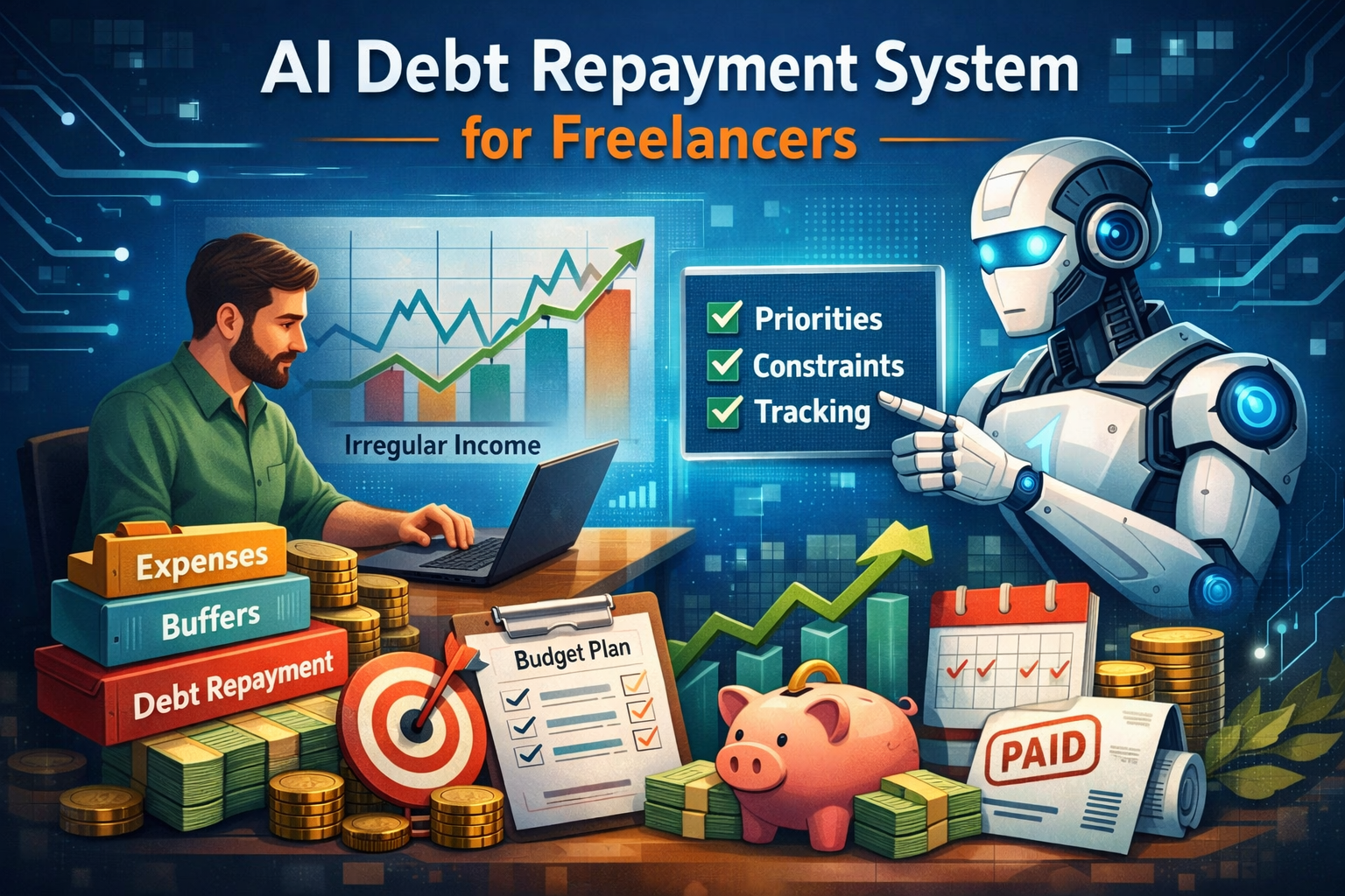 AI debt repayment system for freelancers managing irregular income and structured debt elimination
